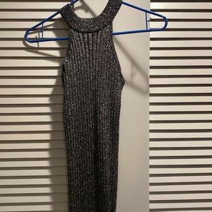 VERY STRETCHY black sparkle maxi dress with slit